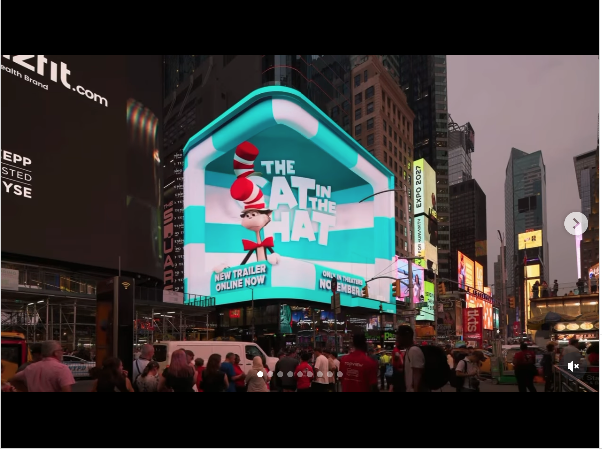 Cat in the Hat Times Square billboard — on location